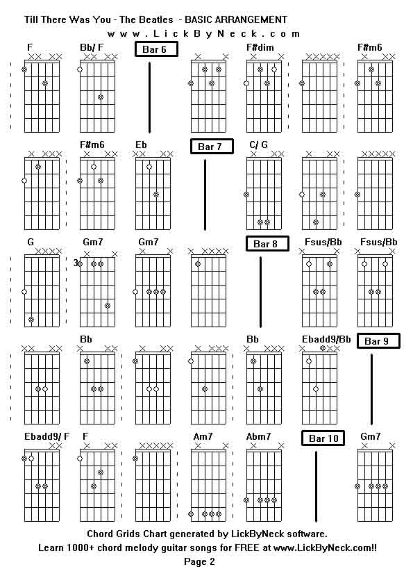 Chord Grids Chart of chord melody fingerstyle guitar song-Till There Was You - The Beatles  - BASIC ARRANGEMENT,generated by LickByNeck software.